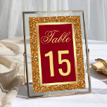Numeração De Mesa Elegante Faux Gold Foil Glitter Maroon Red<br><div class="desc">Cartão Elegante de números de tabela com uma borda falsa de folha de ouro e um belo fundo falso de brilho dourado.</div>