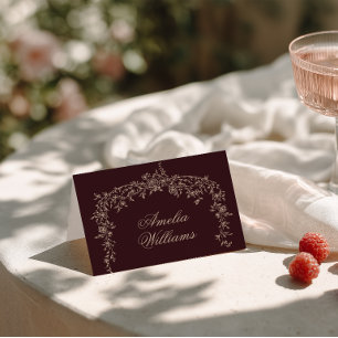 Numeração De Mesa Elegante Floral Bege Borgonha Botânico Casamento