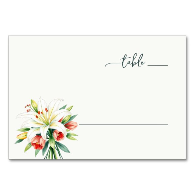 Numeração De Mesa Elegante Floral Branco (Frente)