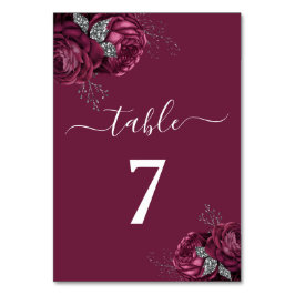 Numeração De Mesa Elegante Floral Burgundy