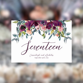 Numeração De Mesa Elegante Floral | Casamento de terras roxas