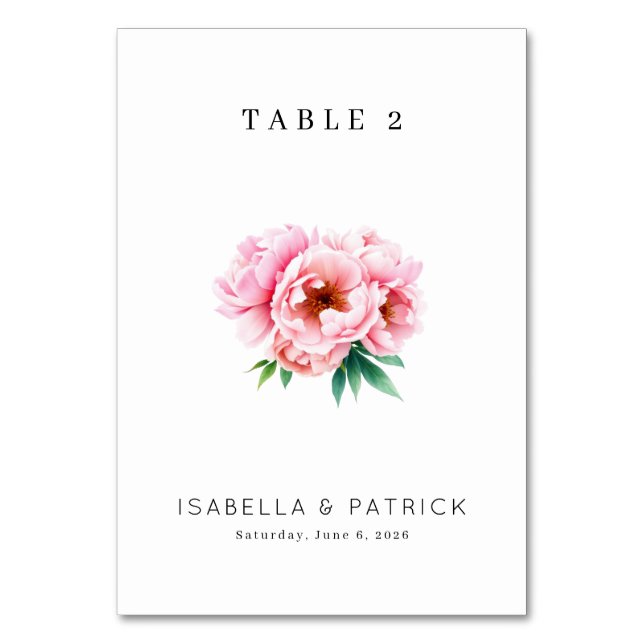 Numeração De Mesa Elegante Floral Rosa (Frente)