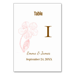 Numeração De Mesa Elegante Floral Rosa Bege 