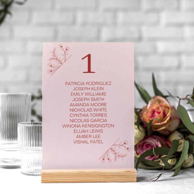 Numeração De Mesa Elegante Floral Terracotta Boho Wedding (Criador carregado)