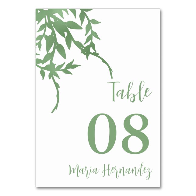 Numeração De Mesa Elegante Greenery Quinceañera (Frente)