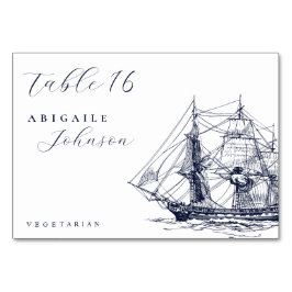 Numeração De Mesa Elegante Ilustração Naval de Navio Casamento Scrip