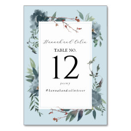 Numeração De Mesa Elegante Jardim Botânico Azul Empoeirado Naval