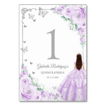 Elegante Lilás Roxo Rosas Prata Quinceanera