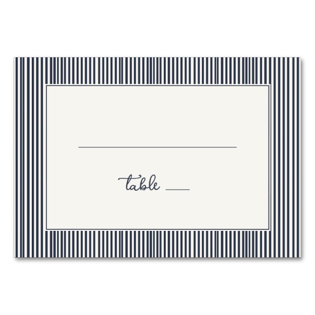 Numeração De Mesa Elegante Listras Navy Minimalista (Frente)