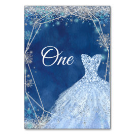 Numeração De Mesa Elegante Marinho Glitter Christmas Snowflake Xv An