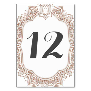 Numeração De Mesa Elegante Mehndi Wedding