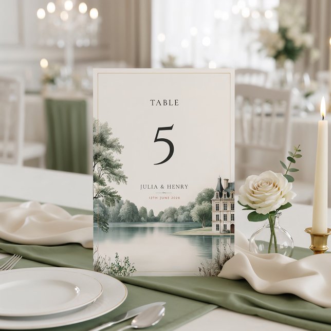 Numeração De Mesa Elegante Mesa de Casamento com Monograma de Castel (Criador carregado)