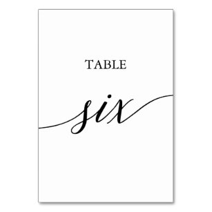 Numeração De Mesa Elegante Mesa preto caligrafia número de tabela 6