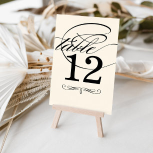 Numeração De Mesa Elegante Monograma de Casamento com Caligrafia em