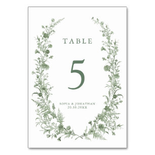 Numeração De Mesa Elegante Noiva Verde Vintage Clássico Floral Casam