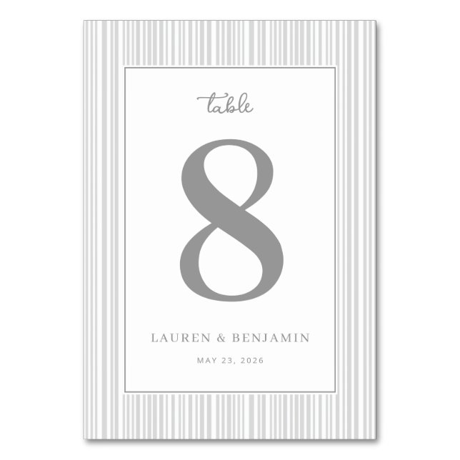 Numeração De Mesa Elegante Número Oito Cinza (Frente)
