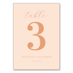 Numeração De Mesa Elegante Número Três Pêssego