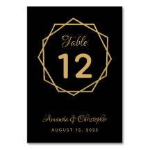 Elegante Ouro em Preto Moderno Geométrico Casament