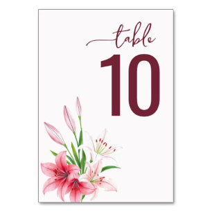 Numeração De Mesa Elegante Placa de Mesa Lírio Marrom Água-viva