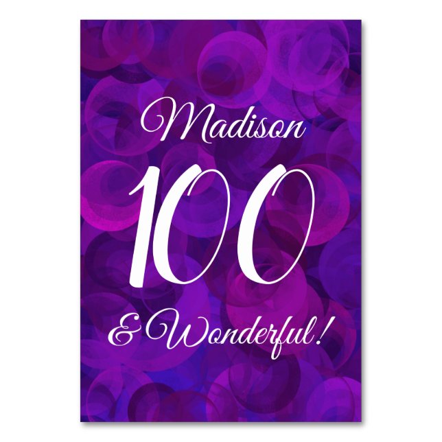 Numeração De Mesa Elegante Purple 100 e Festa de aniversário Maravil (Frente)