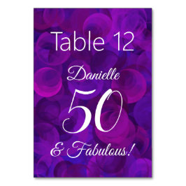 Numeração De Mesa Elegante Purple 50 e Fabuloso nome de Festa de ani