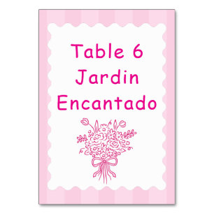 Numeração De Mesa Elegante Quinceañera Buquê Floral Rosa e Branco