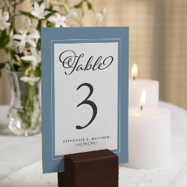 Numeração De Mesa Elegante Recepção de Casamento em Azul Poeira