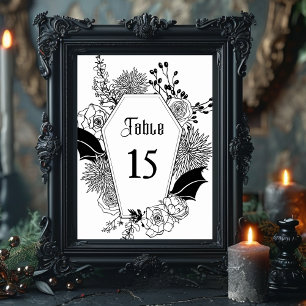 Numeração De Mesa Elegante Recepção de casamento Floral Gótica