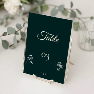 Numeração De Mesa Elegante Respiro de Bebê Verde Esmeralda Casamento