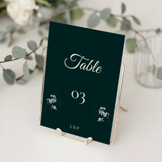 Numeração De Mesa Elegante Respiro de Bebê Verde Esmeralda Casamento