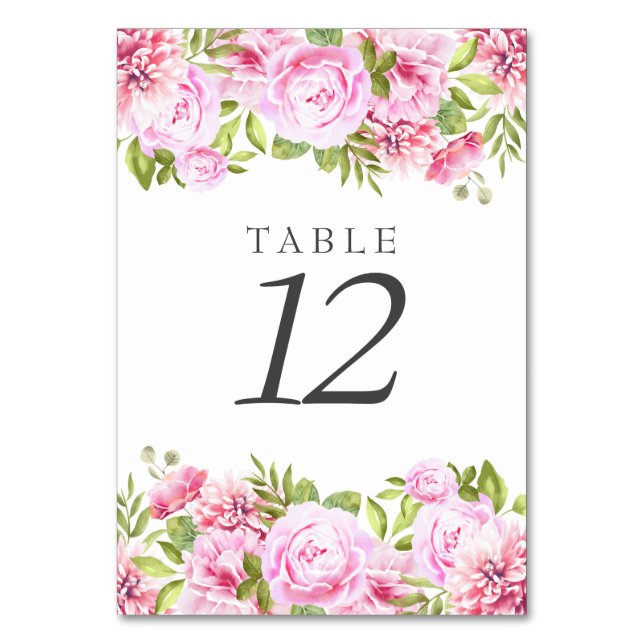 Numeração De Mesa Elegante Rosa Bege Floral Peônia Chic (Verso)