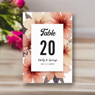 Numeração De Mesa Elegante Rosa Empoeirado Floral Aquarela Casamento