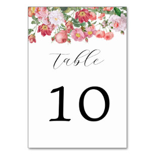 Numeração De Mesa Elegante Rosa Florals Número da Tabela de Casament