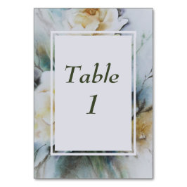 Numeração De Mesa Elegante Rosas de Aquarela Creme e Sage Verde