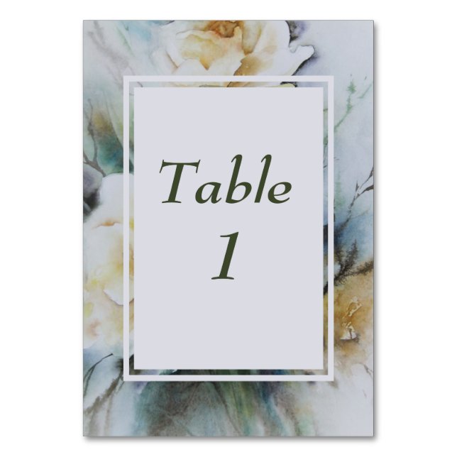 Numeração De Mesa Elegante Rosas de Aquarela Creme e Sage Verde (Verso)