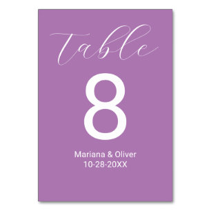 Numeração De Mesa Elegante Roteiro Lavanda Casamento