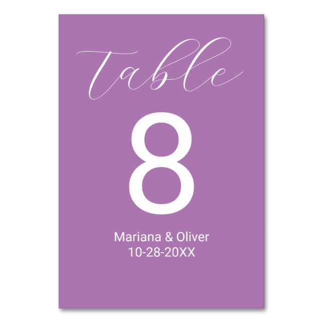 Numeração De Mesa Elegante Roteiro Lavanda Casamento (Frente)