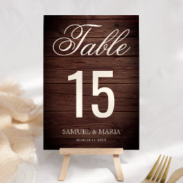 Numeração De Mesa Elegante Rótulo de Madeira Rústica para Casamento