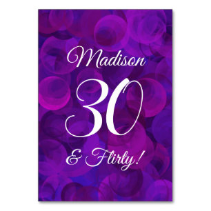 Numeração De Mesa Elegante Roxo 30 & Sedutor Aniversário
