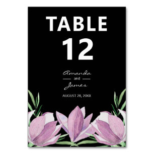 Numeração De Mesa Elegante Roxo Magnolia Floral