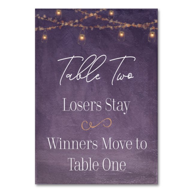 Numeração De Mesa Elegante Rustic Tea Luz Purple Mesa Bunco Dois (Frente)