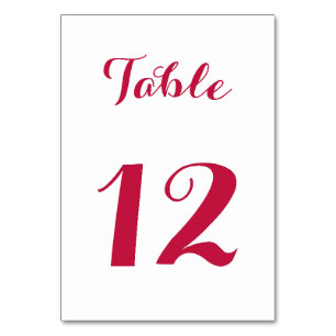 Numeração De Mesa Elegante Script Chic Branco Vermelho Noiva Festa d