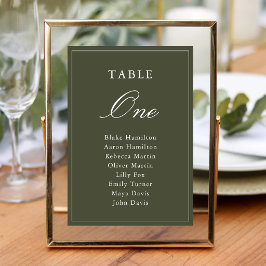 Numeração De Mesa Elegante Script Clássico Verde Poeirento Casamento