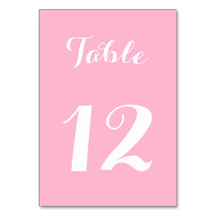 Numeração De Mesa Elegante Script Rosa Branco Chique Noiva Festa de