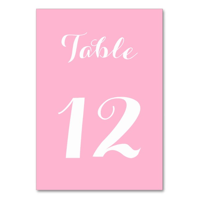 Numeração De Mesa Elegante Script Rosa Branco Chique Noiva Festa de  (Frente)
