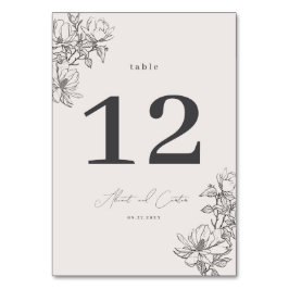 Numeração De Mesa Elegante Simples Com Flores De Arte De Linha E Bor
