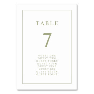 Numeração De Mesa Elegante Simples Minimal Verde Salvia Borda Casame