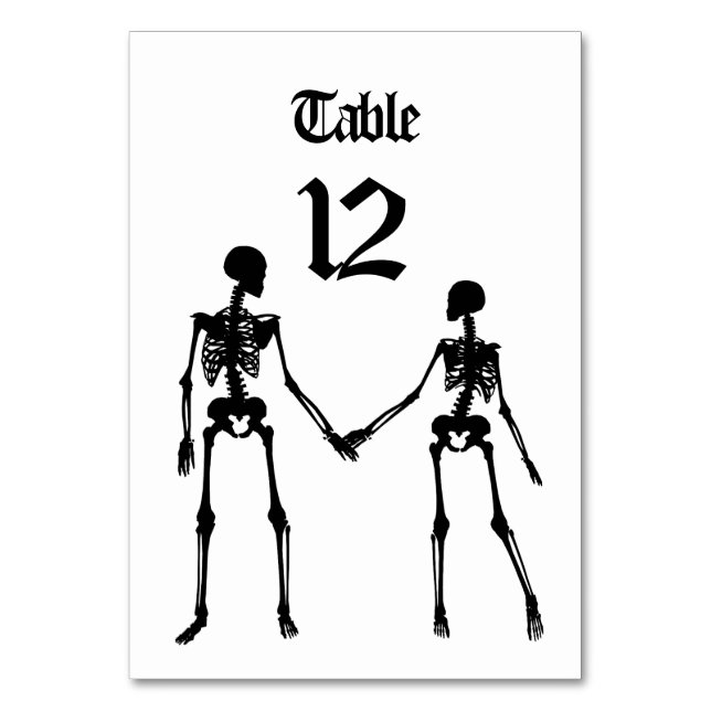 Numeração De Mesa Elegante Skeletons Wedding (Frente)