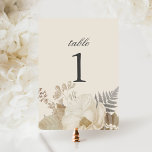 Numeração De Mesa Elegante Terthy Floral Cream Wedding<br><div class="desc">Esta bela placa de número da mesa de casamento mostra uma borda de flores bonito em tons neutros sutis com tipografia clássica. O cartão é o mesmo em ambos os lados. Usar portadores de cartão de varejistas de restauração ou fornecedores de peças... OU você pode comprar quadros de fotos elegantes...</div>