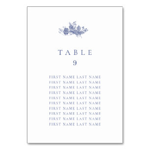 Numeração De Mesa Elegante Toile French Blue Table Number com nomes